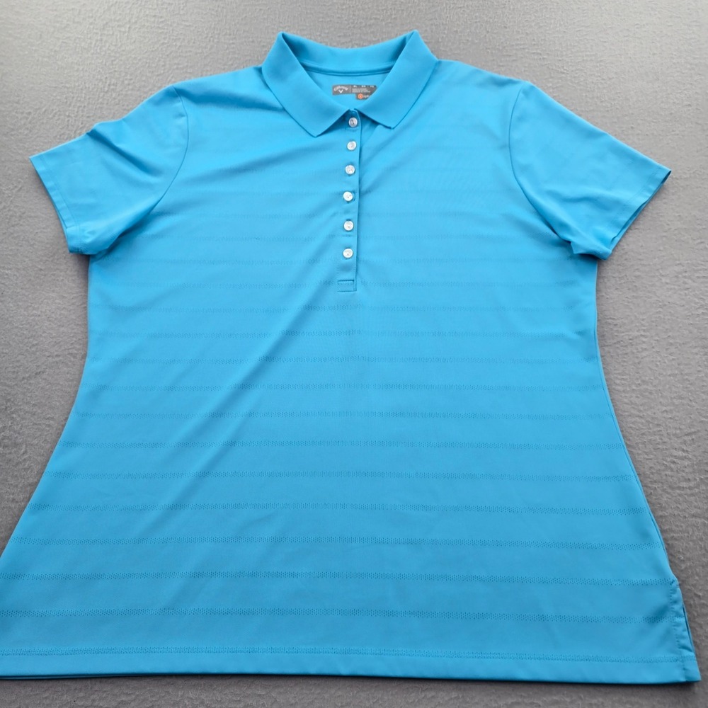 Callaway Opti Vent Polo Shirt Womens XL Bright Blue Ventilated Moisture Wicking